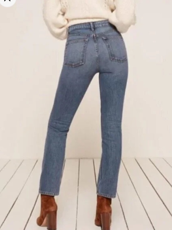 Reformation Straight-Leg Mid-Rise Jeans Celtic Wash Distressed Size 27 - Picture 3 of 11